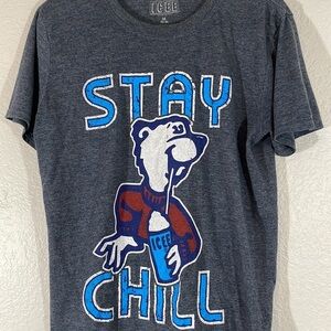 Icee Stay Chill Polar Bear Gray Graphic Short Sleeve T-Shirt Size Medium